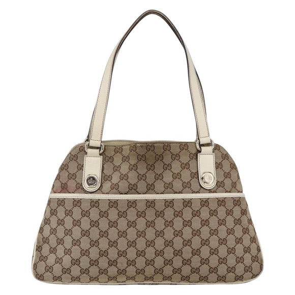 GUCCI GG Canvas Tote Bag Beige Gold 163288 Auth 152561