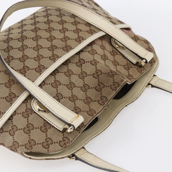 GUCCI GG Canvas Tote Bag Beige Gold 163288 Auth 152561