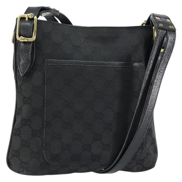 GUCCI GG Canvas Shoulder Bag Black Gold 115514 Auth 152563
