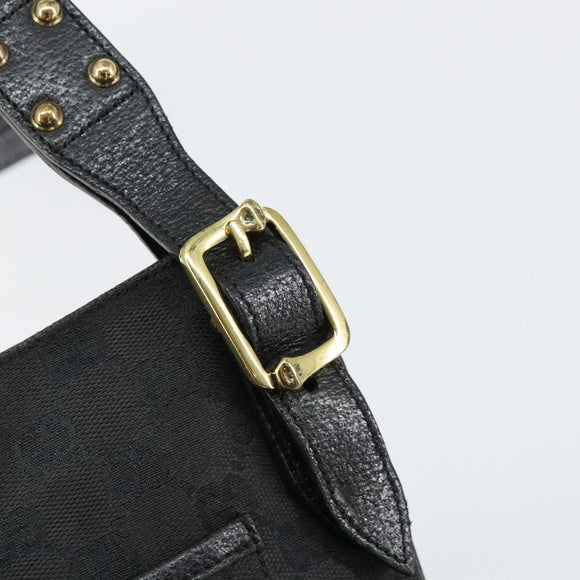 GUCCI GG Canvas Shoulder Bag Black Gold 115514 Auth 152563