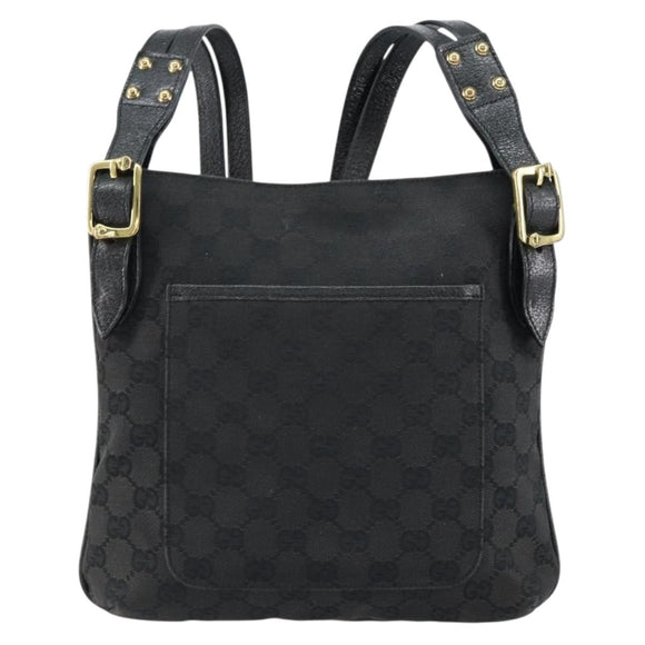 GUCCI GG Canvas Shoulder Bag Black Gold 115514 Auth 152563