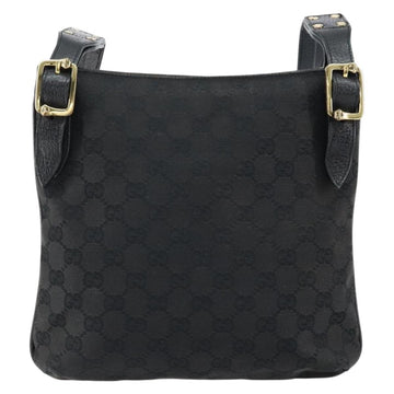 GUCCI GG Canvas Shoulder Bag Black Gold 115514 Auth 152563 - 0