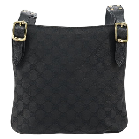 GUCCI GG Canvas Shoulder Bag Black Gold 115514 Auth 152563