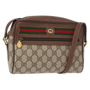 GUCCI GG Supreme Web Sherry Line Bag PVC Beige Red 119 02 087 Auth 152569-1