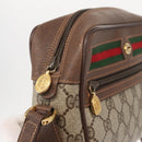 GUCCI GG Supreme Web Sherry Line Bag PVC Beige Red 119 02 087 Auth 152569-10