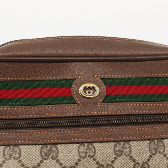 GUCCI GG Supreme Web Sherry Line Bag PVC Beige Red 119 02 087 Auth 152569