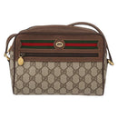GUCCI GG Supreme Web Sherry Line Bag PVC Beige Red 119 02 087 Auth 152569-13
