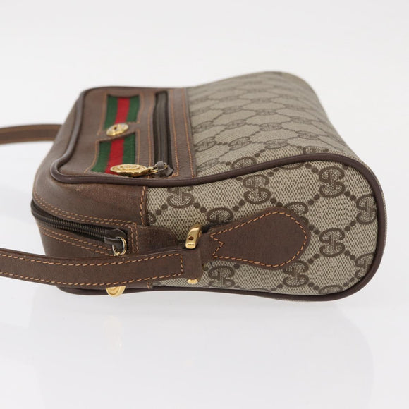 GUCCI GG Supreme Web Sherry Line Bag PVC Beige Red 119 02 087 Auth 152569