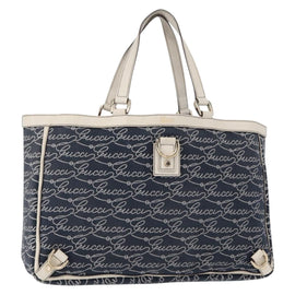 GUCCI Abbey Tote Bag Navy Gold 141472 Auth 152573