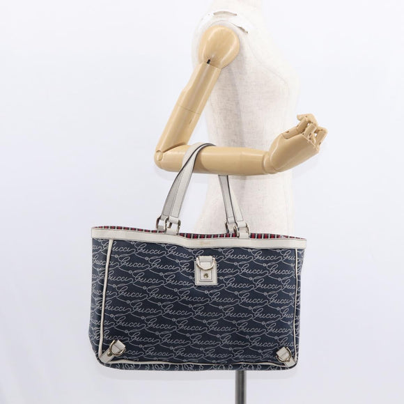 GUCCI Abbey Tote Bag Navy Gold 141472 Auth 152573