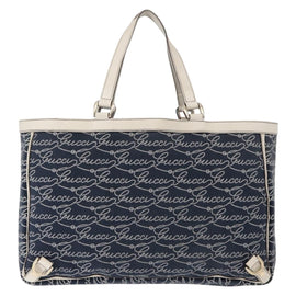GUCCI Abbey Tote Bag Navy Gold 141472 Auth 152573 - 0