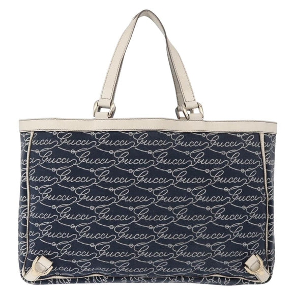 GUCCI Abbey Tote Bag Navy Gold 141472 Auth 152573