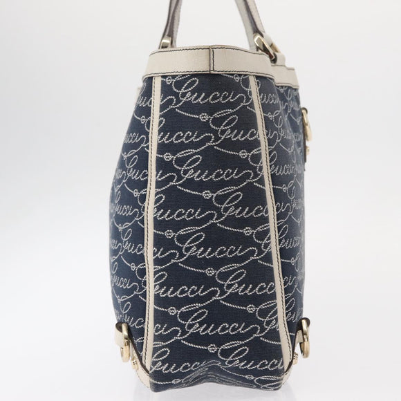 GUCCI Abbey Tote Bag Navy Gold 141472 Auth 152573