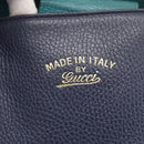 GUCCI Tote Bag Leather Navy Gold 354397 Auth 152574-17