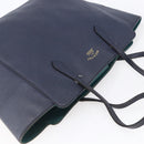 GUCCI Tote Bag Leather Navy Gold 354397 Auth 152574-6