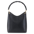 GUCCI GG Canvas Bamboo Shoulder Bag Leather Black Gold 001 3007 Auth 152575-13