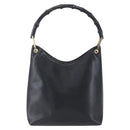 GUCCI GG Canvas Bamboo Shoulder Bag Leather Black Gold 001 3007 Auth 152575-2