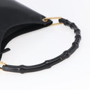 GUCCI GG Canvas Bamboo Shoulder Bag Leather Black Gold 001 3007 Auth 152575-7