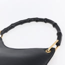 GUCCI GG Canvas Bamboo Shoulder Bag Leather Black Gold 001 3007 Auth 152575-14