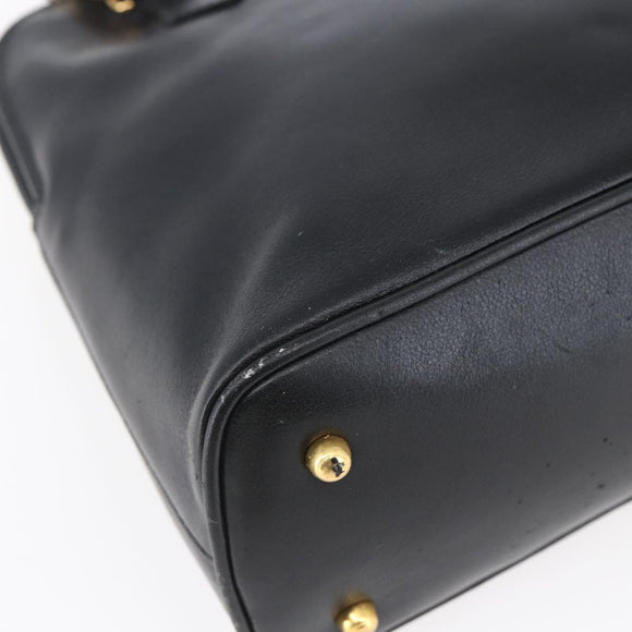 GUCCI Bamboo Hand Bag Leather 2way Black Gold 000 2296 0290 Auth 152576