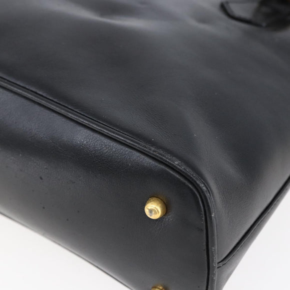 GUCCI Bamboo Hand Bag Leather 2way Black Gold 000 2296 0290 Auth 152576