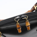 GUCCI Bamboo Hand Bag Leather 2way Black Gold 000 2296 0290 Auth 152576-19