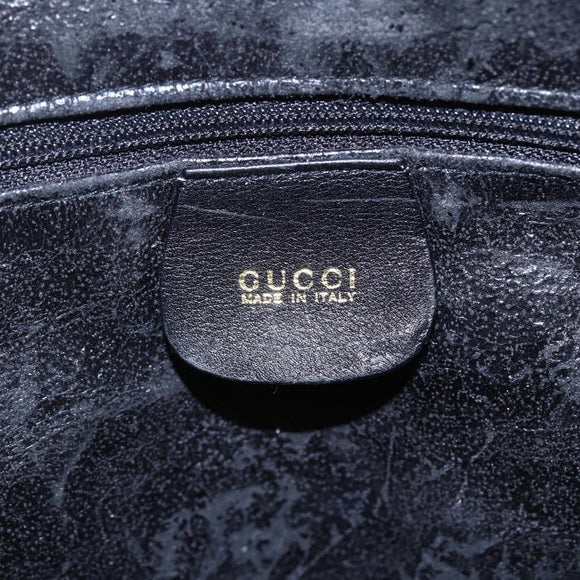 GUCCI Bamboo Hand Bag Leather 2way Black Gold 000 2296 0290 Auth 152576