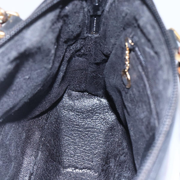 GUCCI Bamboo Hand Bag Leather 2way Black Gold 000 2296 0290 Auth 152576