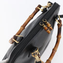 GUCCI Bamboo Hand Bag Leather 2way Black Gold 000 2296 0290 Auth 152576-6