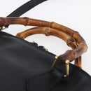 GUCCI Bamboo Hand Bag Leather 2way Black Gold 000 2296 0290 Auth 152576-14