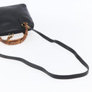 GUCCI Bamboo Hand Bag Leather 2way Black Gold 000 2296 0290 Auth 152576-8