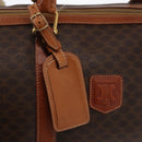 CELINE Macadam Canvas Boston Bag PVC Brown Gold Auth 152577-18