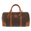 CELINE Macadam Canvas Boston Bag PVC Brown Gold Auth 152577-13