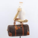 CELINE Macadam Canvas Boston Bag PVC Brown Gold Auth 152577-24