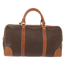 CELINE Macadam Canvas Boston Bag PVC Brown Gold Auth 152577-2