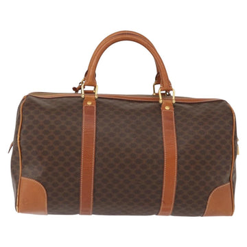 CELINE Macadam Canvas Boston Bag PVC Brown Gold Auth 152577 - 0