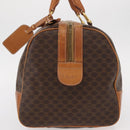 CELINE Macadam Canvas Boston Bag PVC Brown Gold Auth 152577-3