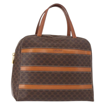 CELINE Macadam Canvas Hand Bag PVC Leather Brown Gold Auth 152578