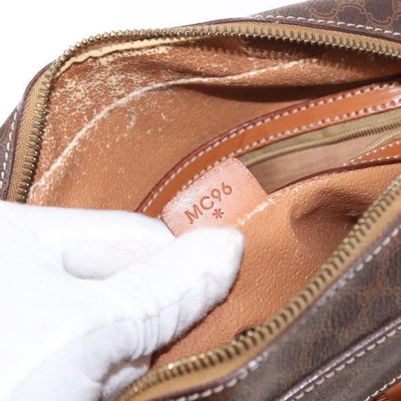 CELINE Macadam Canvas Hand Bag PVC Leather Brown Gold Auth 152578