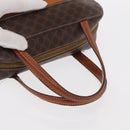 CELINE Macadam Canvas Hand Bag PVC Leather Brown Gold Auth 152578-7