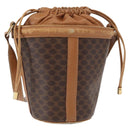 CELINE Macadam Canvas Shoulder Bag PVC Leather Brown Gold Auth 152579-1