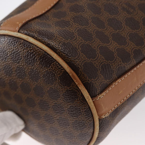 CELINE Macadam Canvas Shoulder Bag PVC Leather Brown Gold Auth 152579