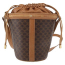 CELINE Macadam Canvas Shoulder Bag PVC Leather Brown Gold Auth 152579-13