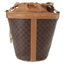 CELINE Macadam Canvas Shoulder Bag PVC Leather Brown Gold Auth 152579-2