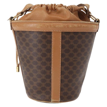 CELINE Macadam Canvas Shoulder Bag PVC Leather Brown Gold Auth 152579 - 0