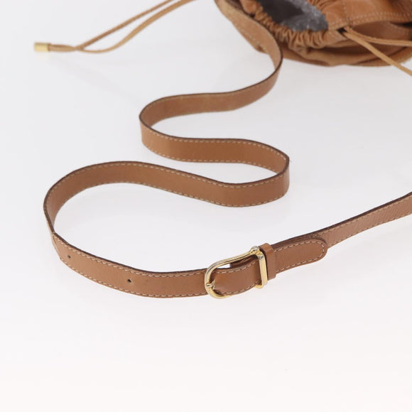 CELINE Macadam Canvas Shoulder Bag PVC Leather Brown Gold Auth 152579