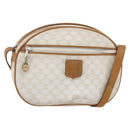CELINE Macadam Canvas Shoulder Bag PVC Leather White Gold Auth 152580-1
