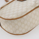 CELINE Macadam Canvas Shoulder Bag PVC Leather White Gold Auth 152580-11