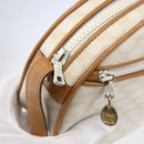 CELINE Macadam Canvas Shoulder Bag PVC Leather White Gold Auth 152580-15