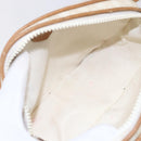 CELINE Macadam Canvas Shoulder Bag PVC Leather White Gold Auth 152580-17